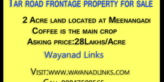 Tar road frontage property for sale Meenangadi Wayanad