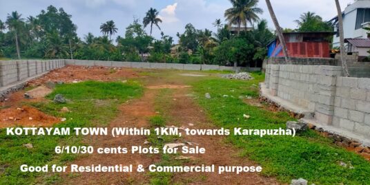 6/10/30 cents Plots ( Residential & Commercial purpose) for Sale at Kottayam Town